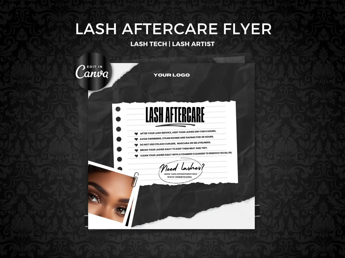 Black Lash Aftercare Flyer - Shaima Studio