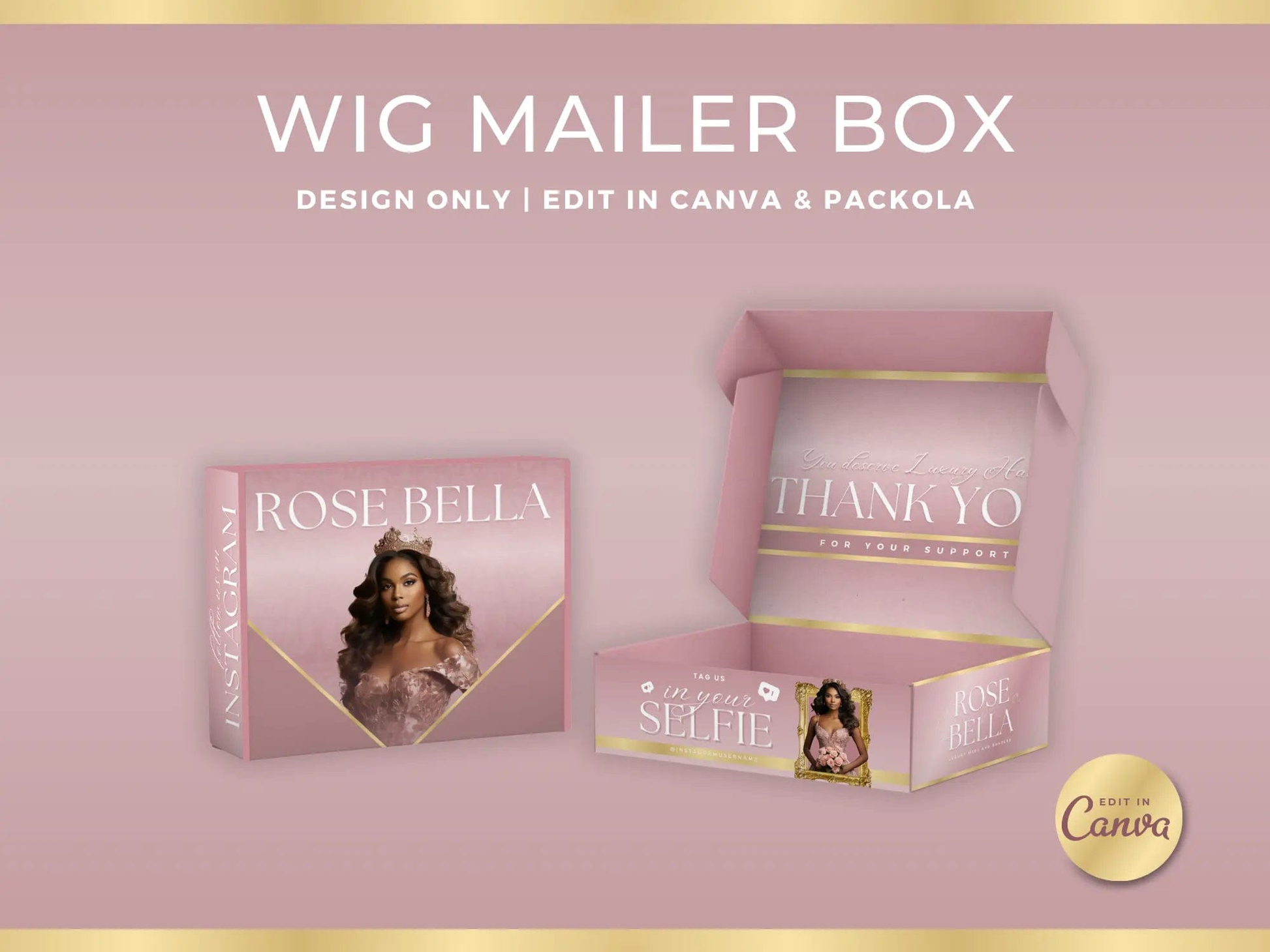 Rose Gold Wig Mailer Box - Shaima Studio