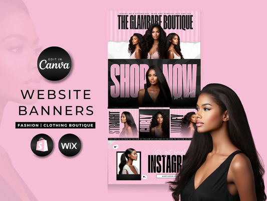 Pink & Black Hair Website Banners Template