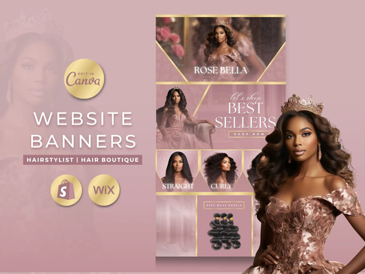 Luxury Rose Gold Hair Website Banners Template
