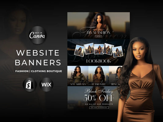 Minimal Black Fashion Website Banners Template