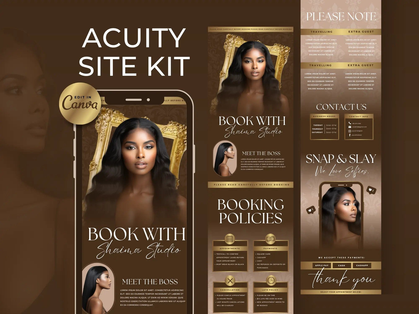 Brown & Gold Acuity Scheduling Site - Shaima Studio