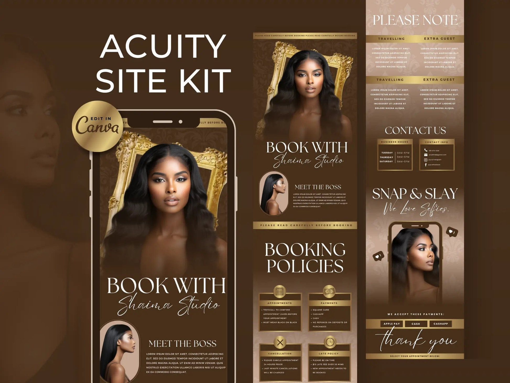 Brown & Gold Acuity Scheduling Site - Shaima Studio
