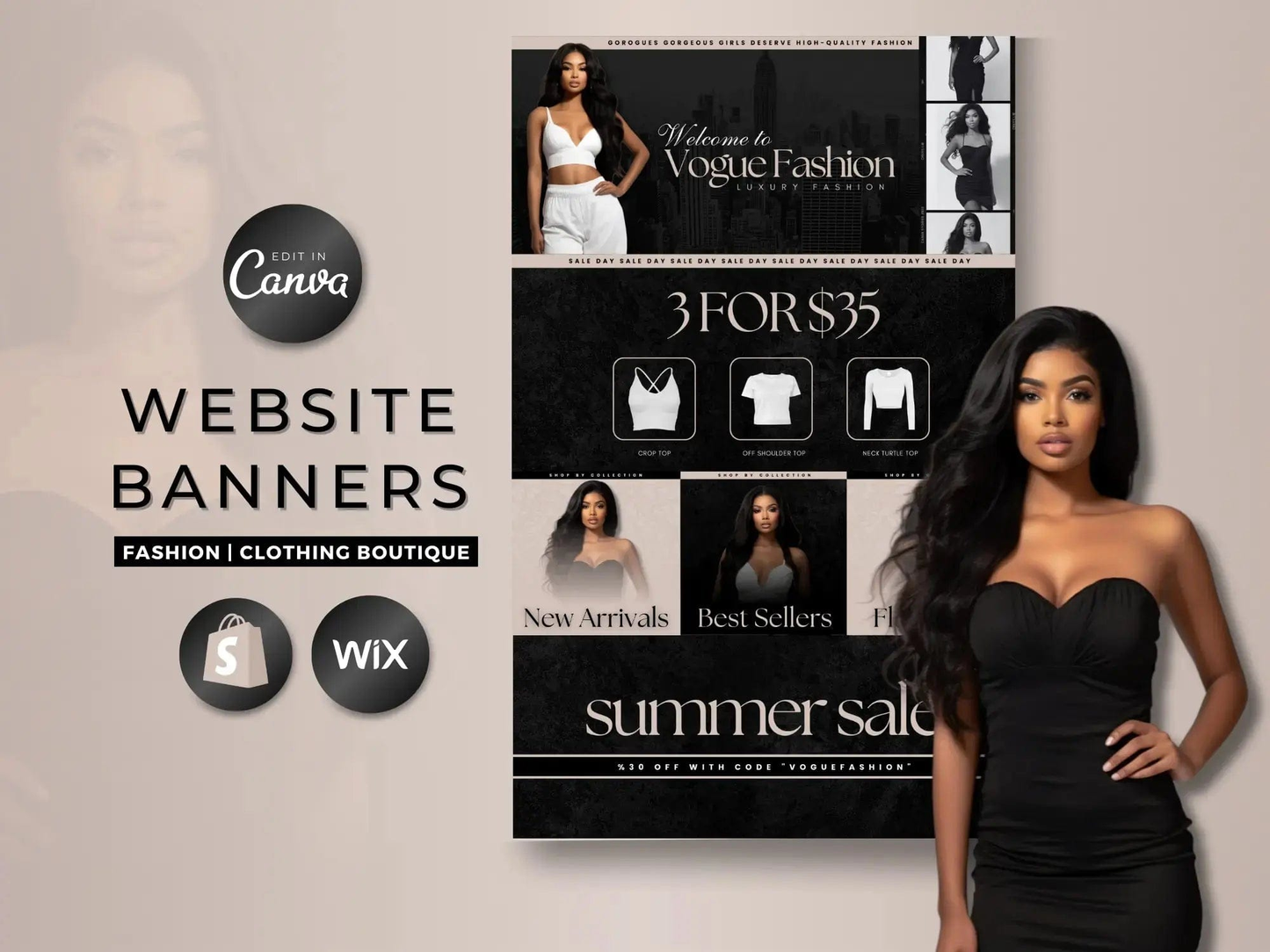 Beige Fashion Website Banners