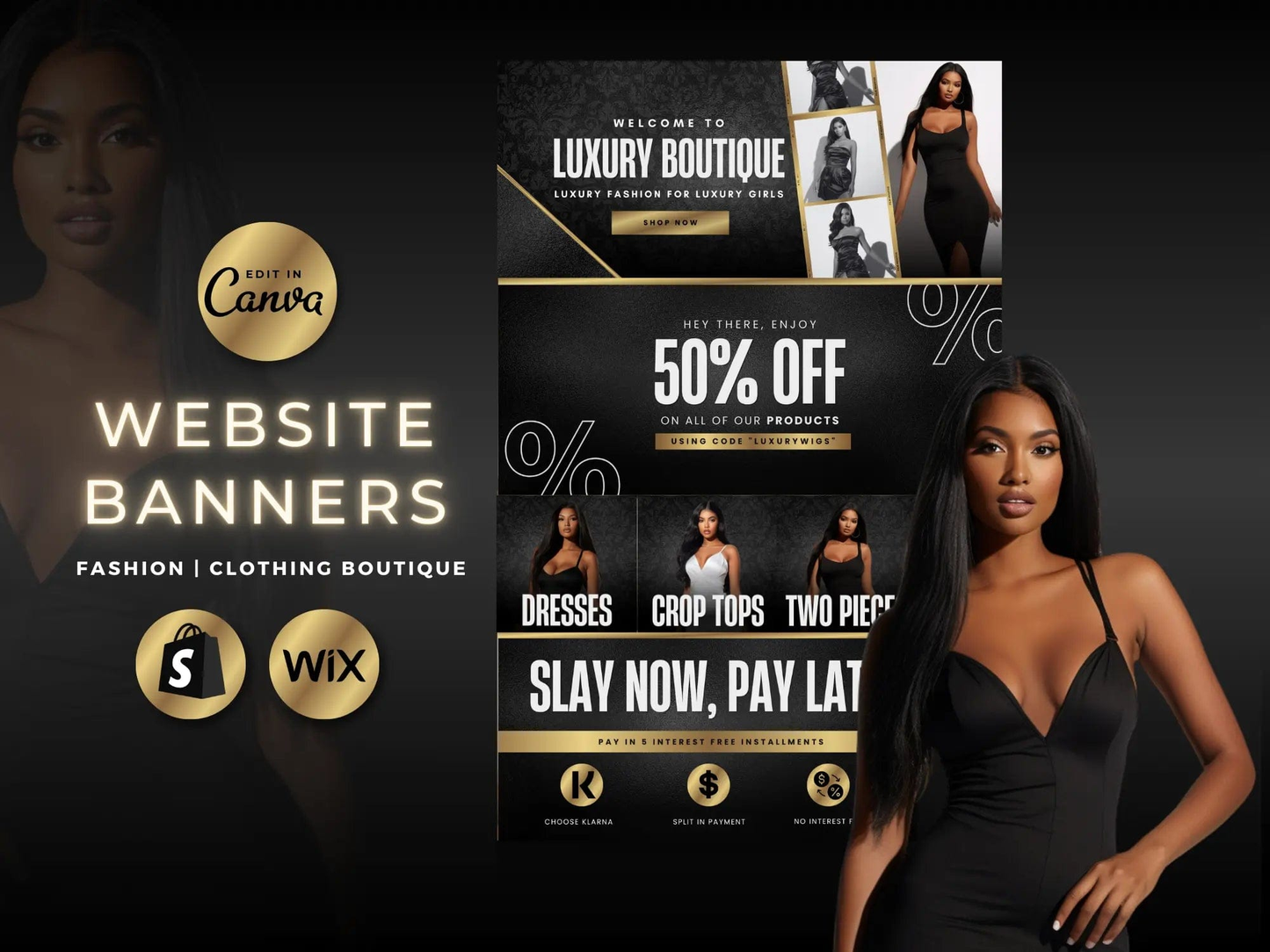 Black & Gold Fashion Website Banners Template