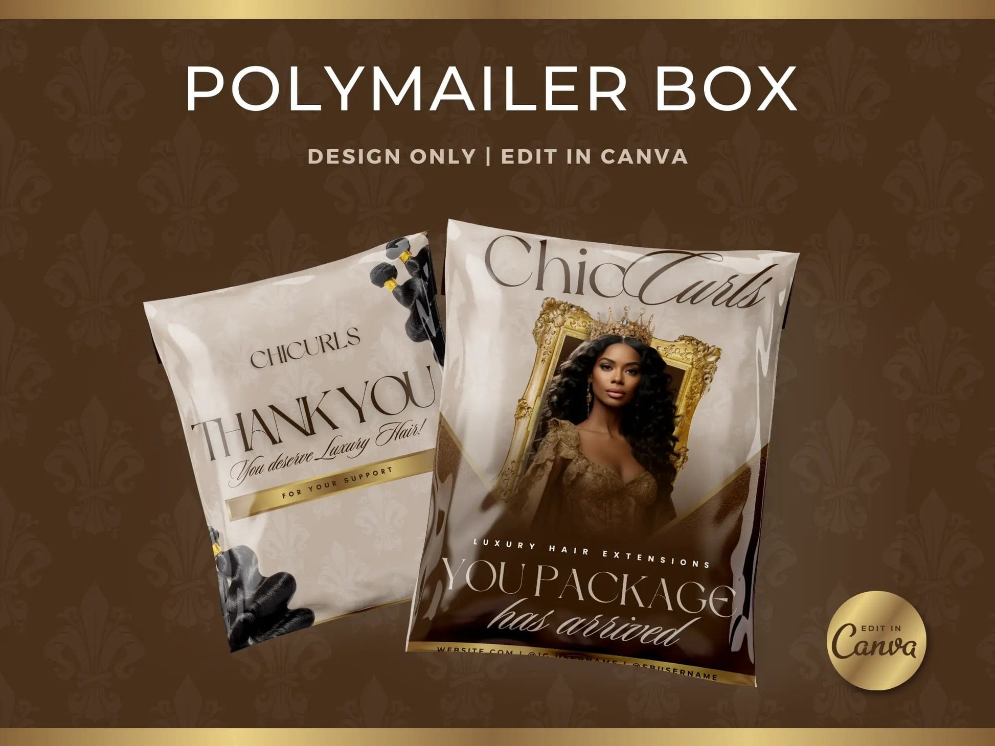 Brown Wig PolyMailer Box - Shaima Studio