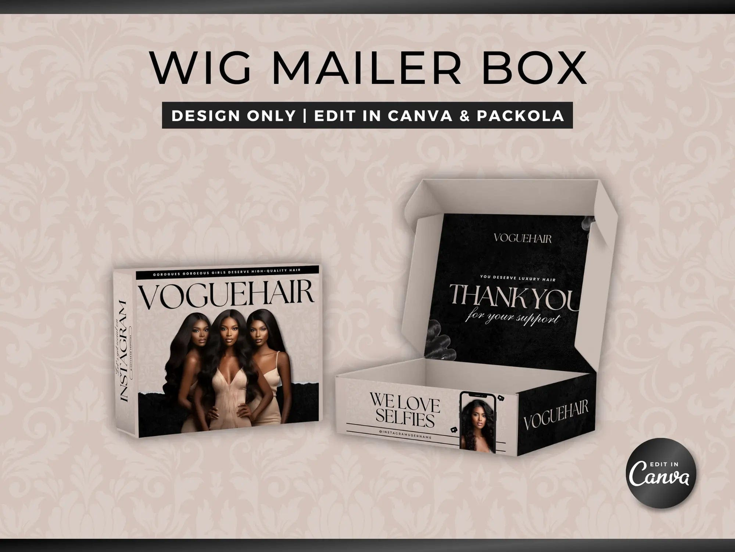 Beige Wig Mailer Box - Shaima Studio