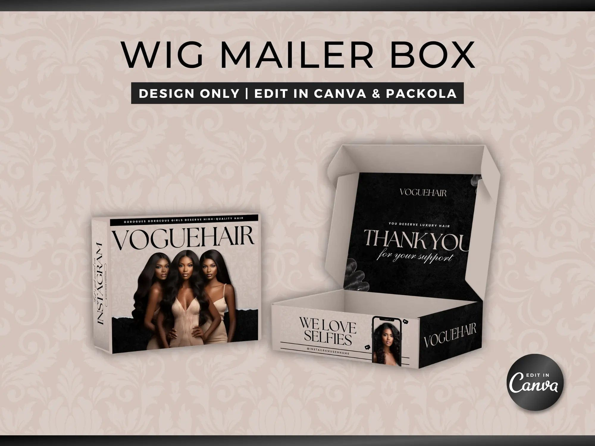 Beige Wig Mailer Box - Shaima Studio