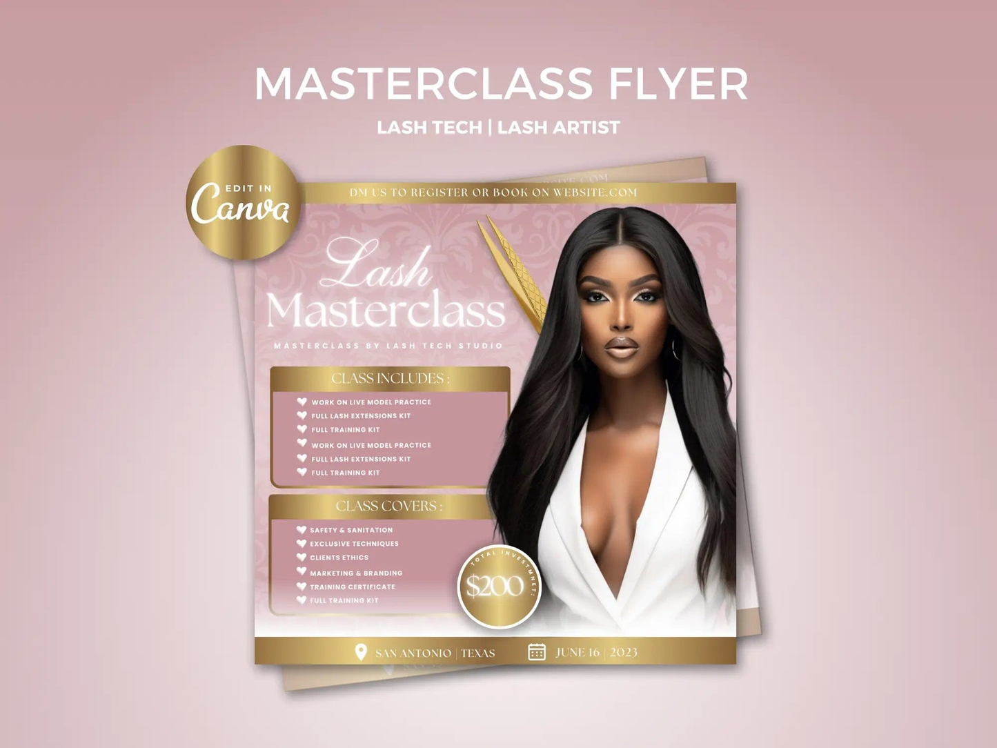 Rose Gold Lash Class Flyer - Shaima Studio
