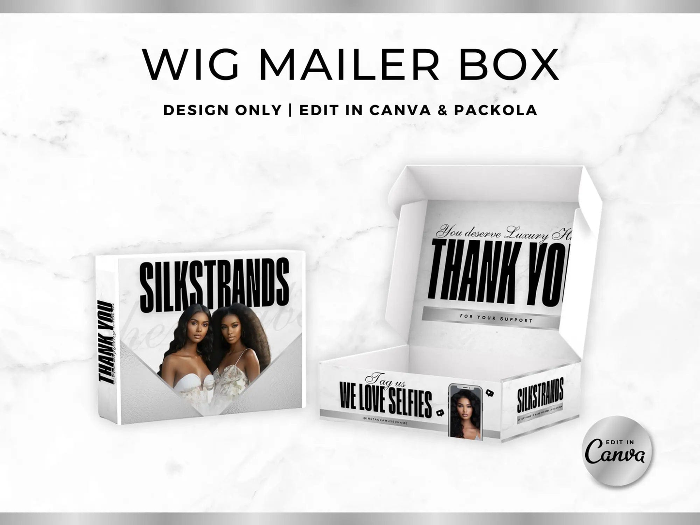 Silver Wig Mailer Box - Shaima Studio