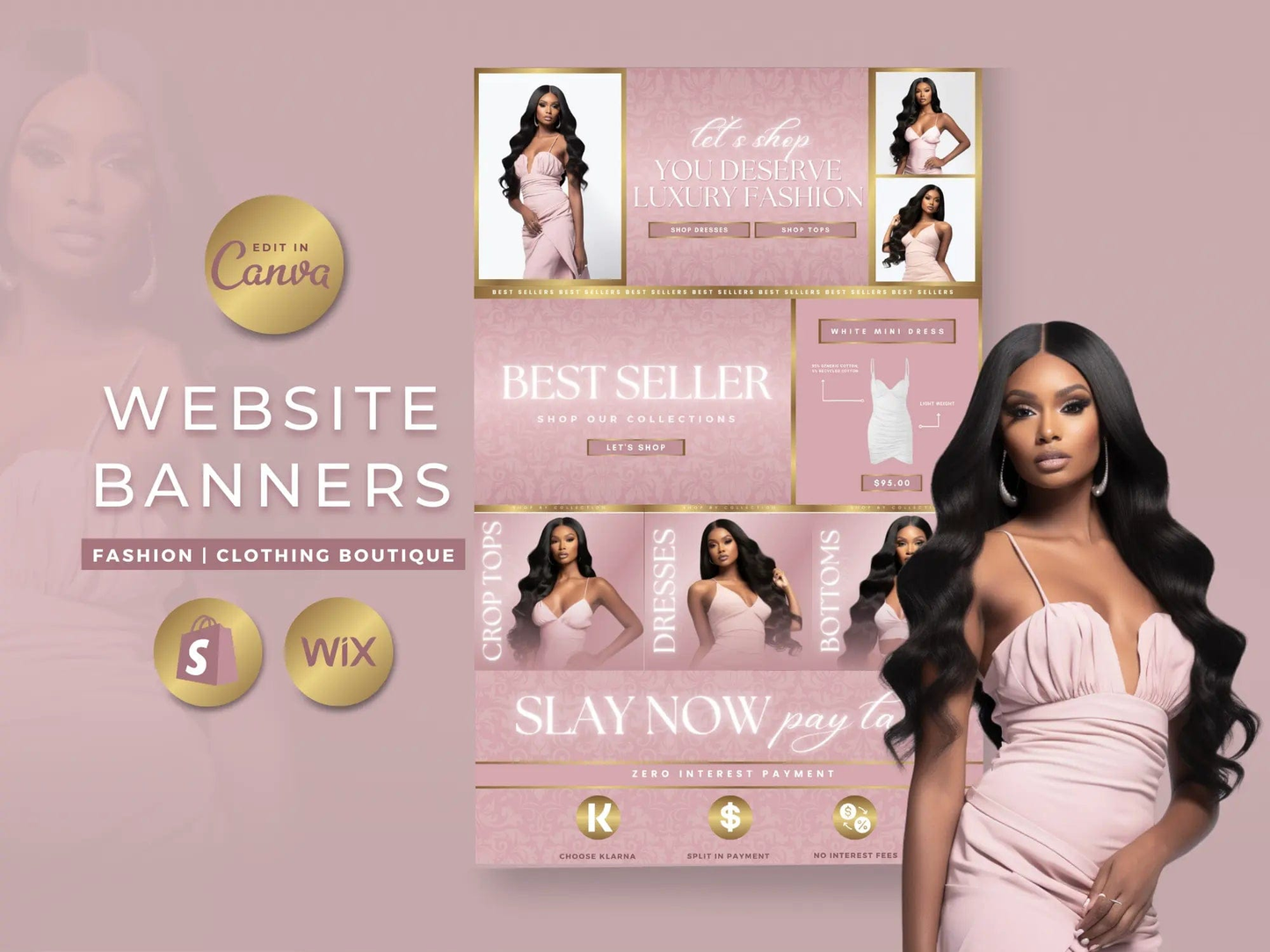 Rose Gold Fashion Website Banners Template