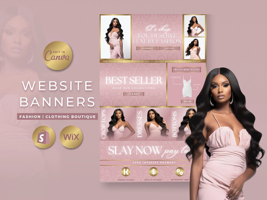 Rose Gold Fashion Website Banners Template