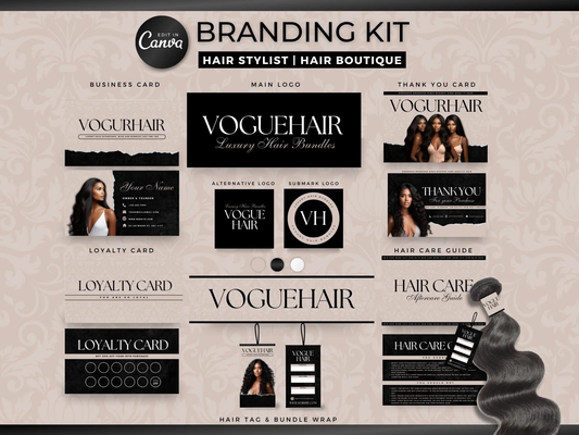 Beige Luxury Hair Branding Kit - Shaima Studio