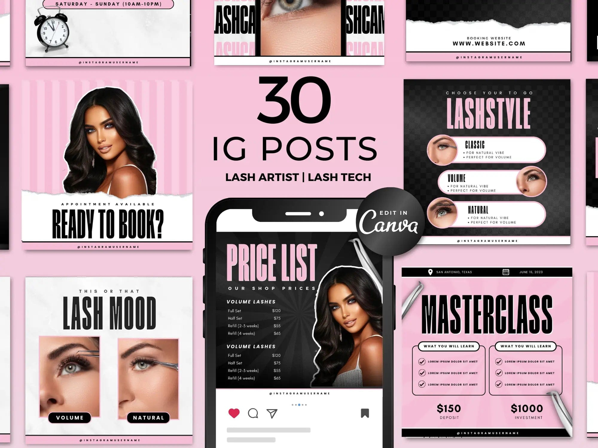 Pink & Black Lash Tech Instagram Kit - Shaima Studio