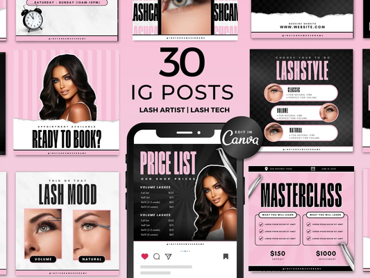 Pink & Black Lash Tech Instagram Kit - Shaima Studio