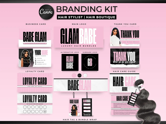 Pink Luxury Hair Branding Kit - Shaima Studio