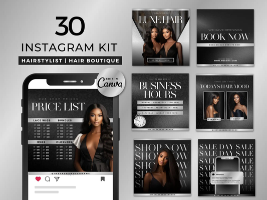Silver & Black Hair Instagram Kit - Shaima Studio