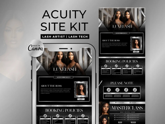 Black & Silver Lash Tech Acuity Scheduling Site - Shaima Studio
