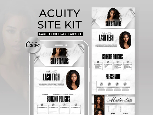 Silver & White Lash Tech Acuity Scheduling Site - Shaima Studio
