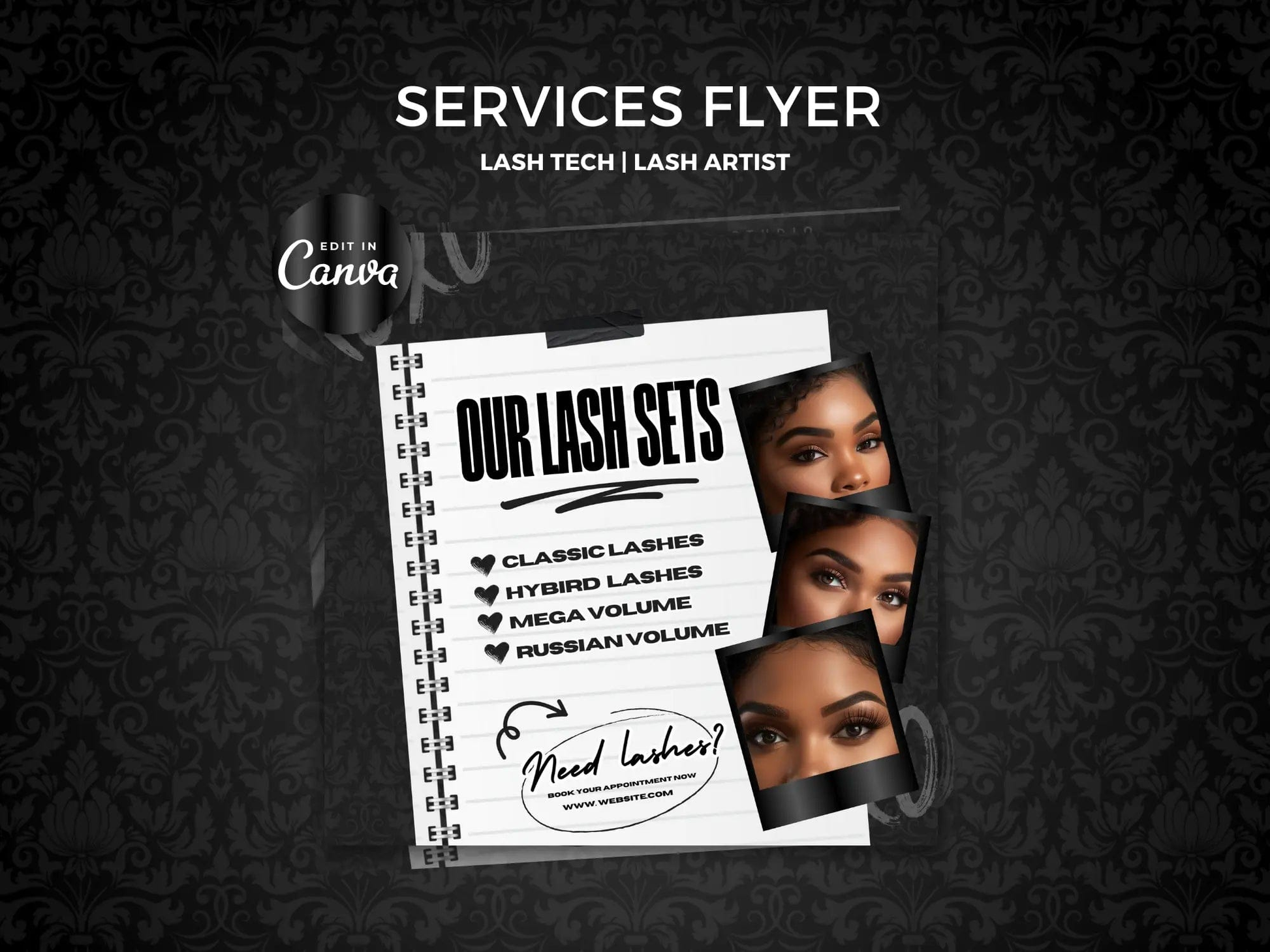 Black Lash Tech Services Flyer - Shaima Studio