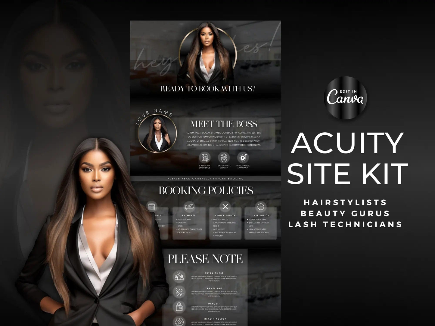 Minimal Black Acuity Scheduling Site - Shaima Studio