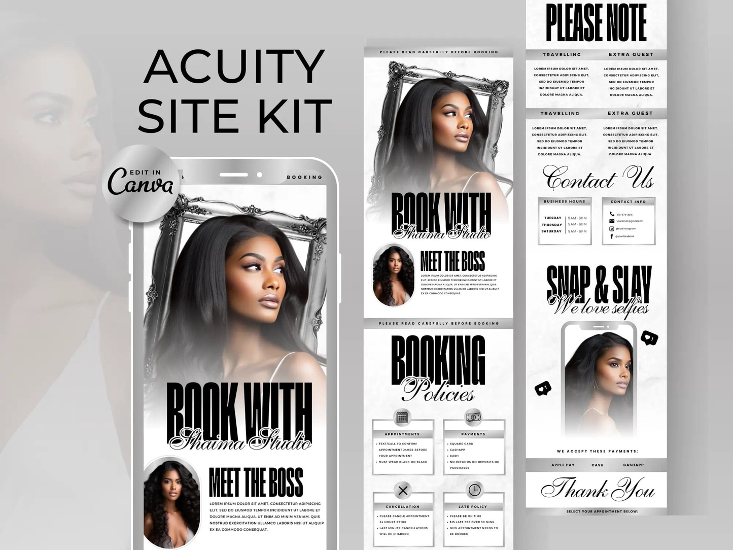 Silver & White Acuity Scheduling Site - Shaima Studio