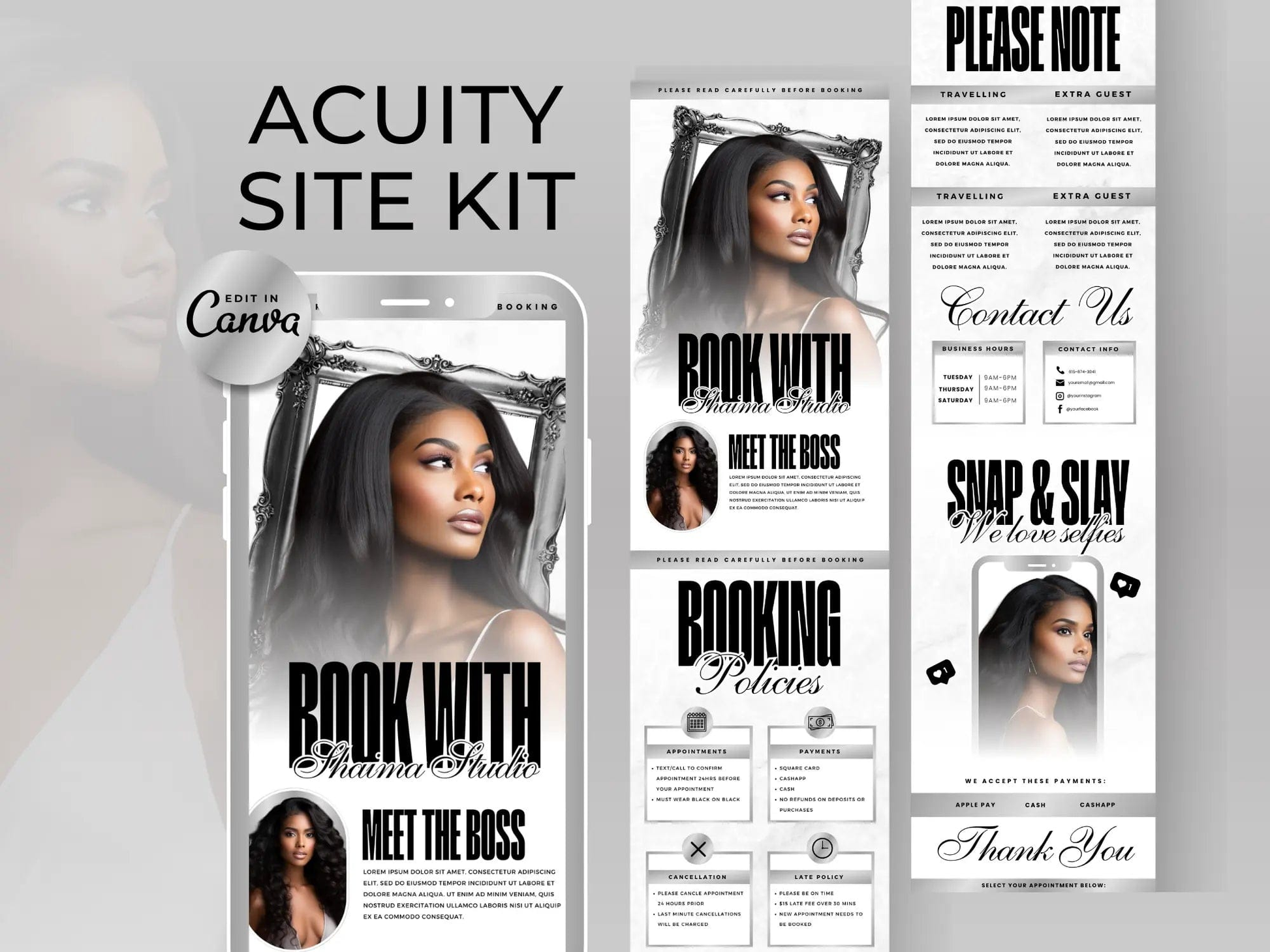 Silver & White Acuity Scheduling Site - Shaima Studio