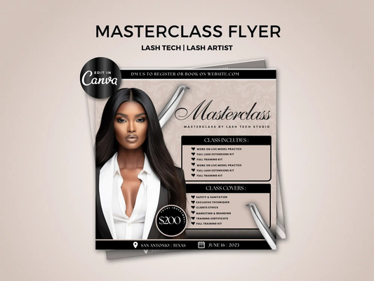 Beige Lash Class Template Flyer - Shaima Studio