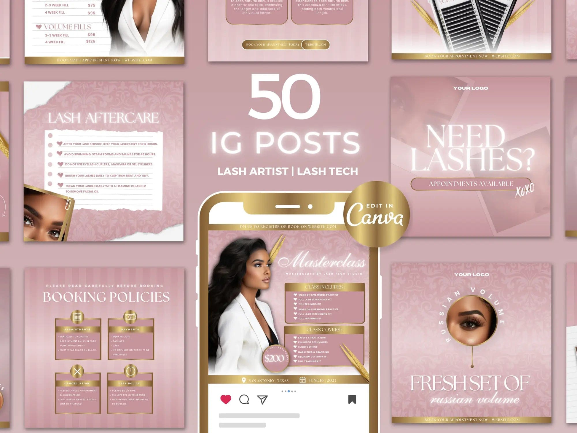 Rose Gold Lash Tech Instagram Kit - Shaima Studio