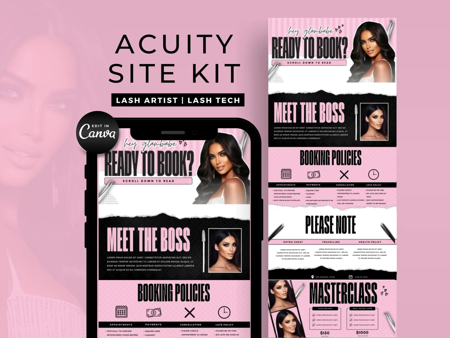 Pink Lash Tech Acuity Scheduling Site - Shaima Studio