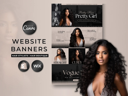 Beige Hair Website Banners Template