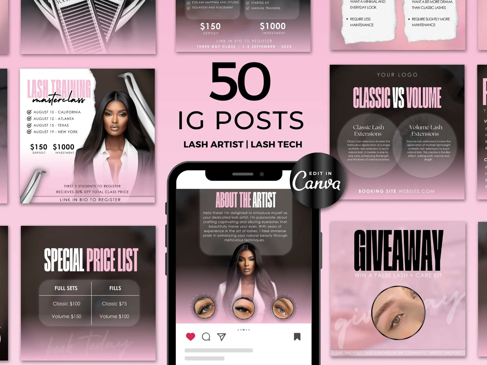 Luxury Pink Lash Tech Instagram Kit - Shaima Studio