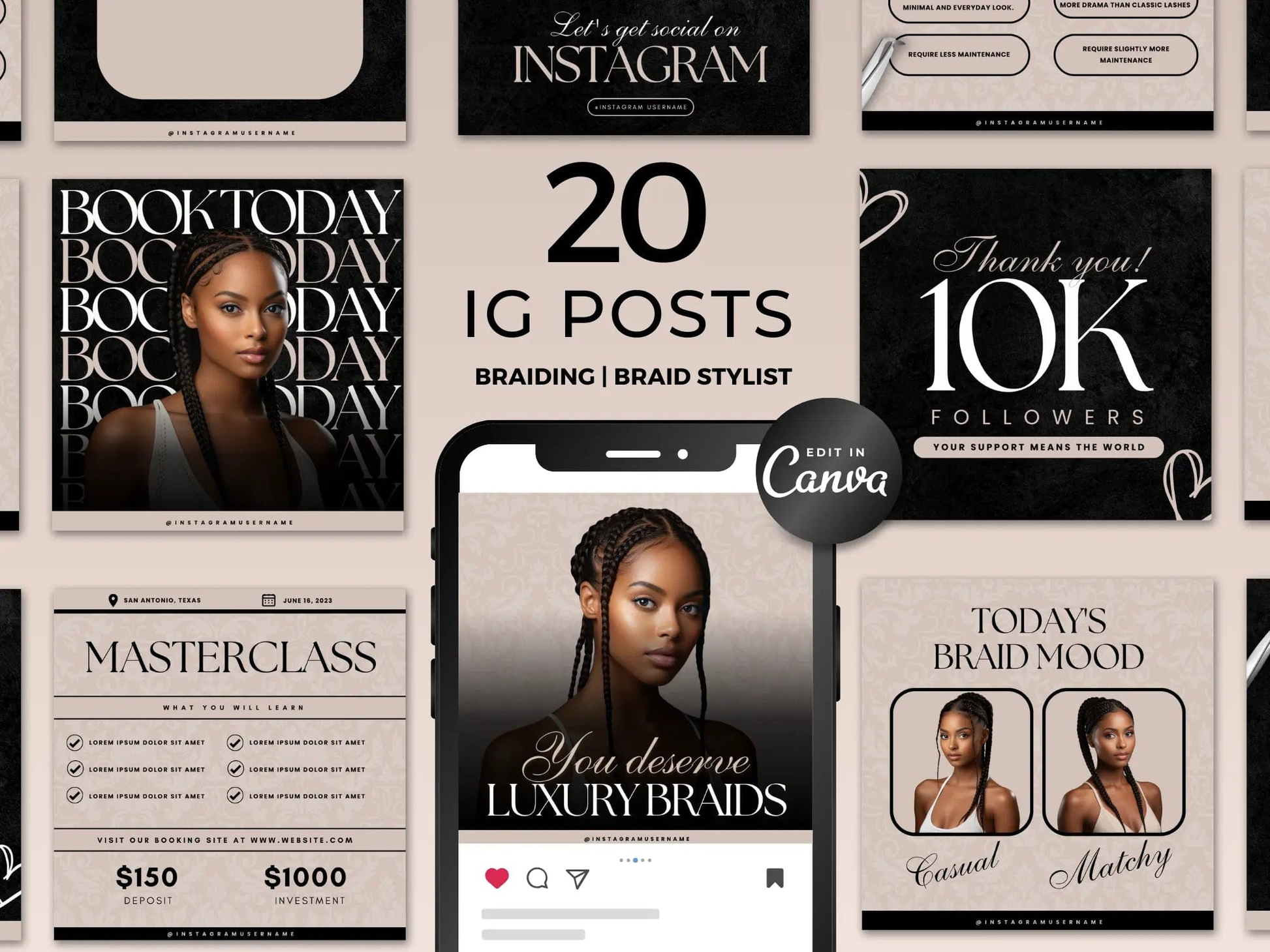 Beige Braiding Instagram Kit - Shaima Studio