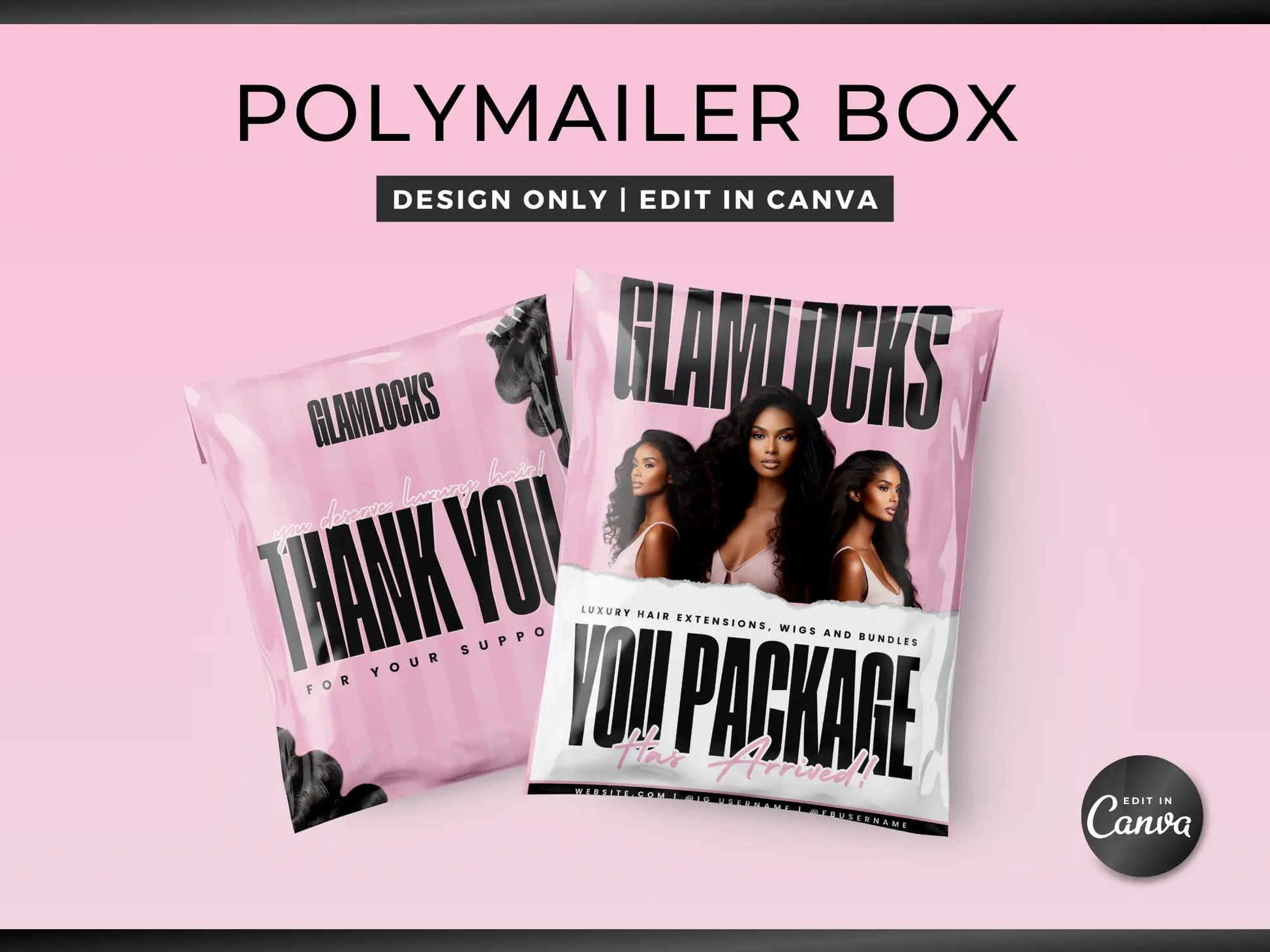 Pink Wig PolyMailer Box - Shaima Studio