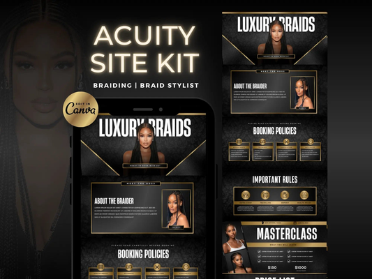 Black & Gold Braiding Acuity Scheduling Site - Shaima Studio