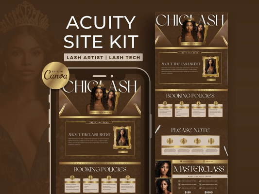 Brown & Gold Lash Tech Acuity Scheduling Site - Shaima Studio