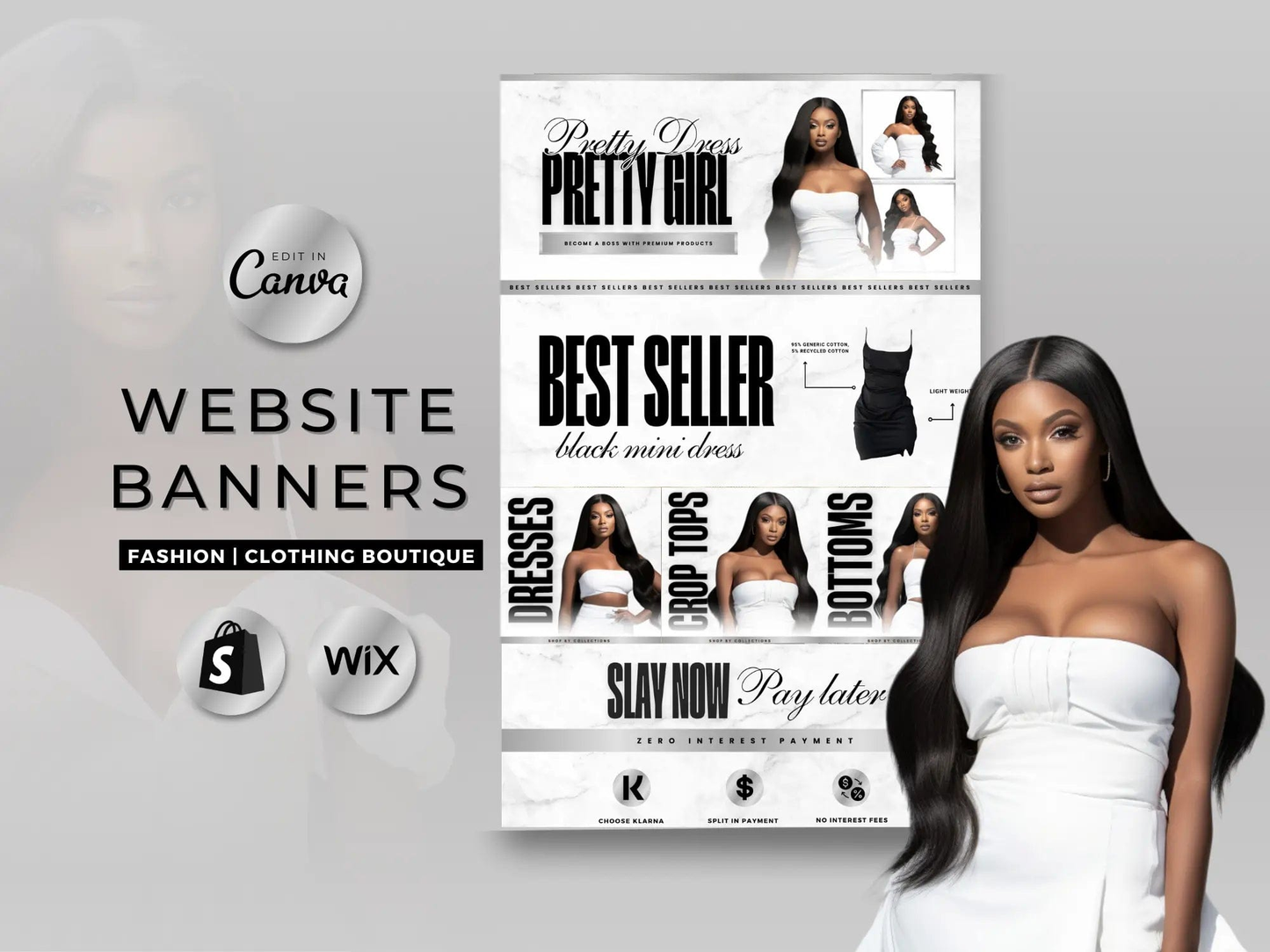 White & Silver Fashion Website Banners Template