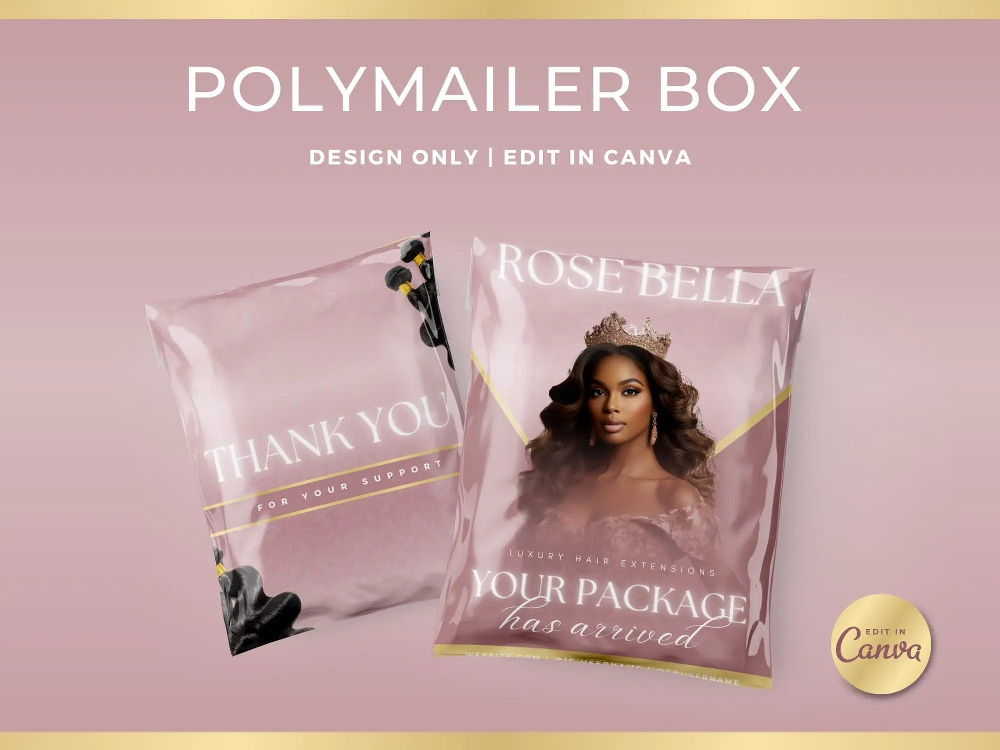 Rose Gold Wig PolyMailer Box - Shaima Studio