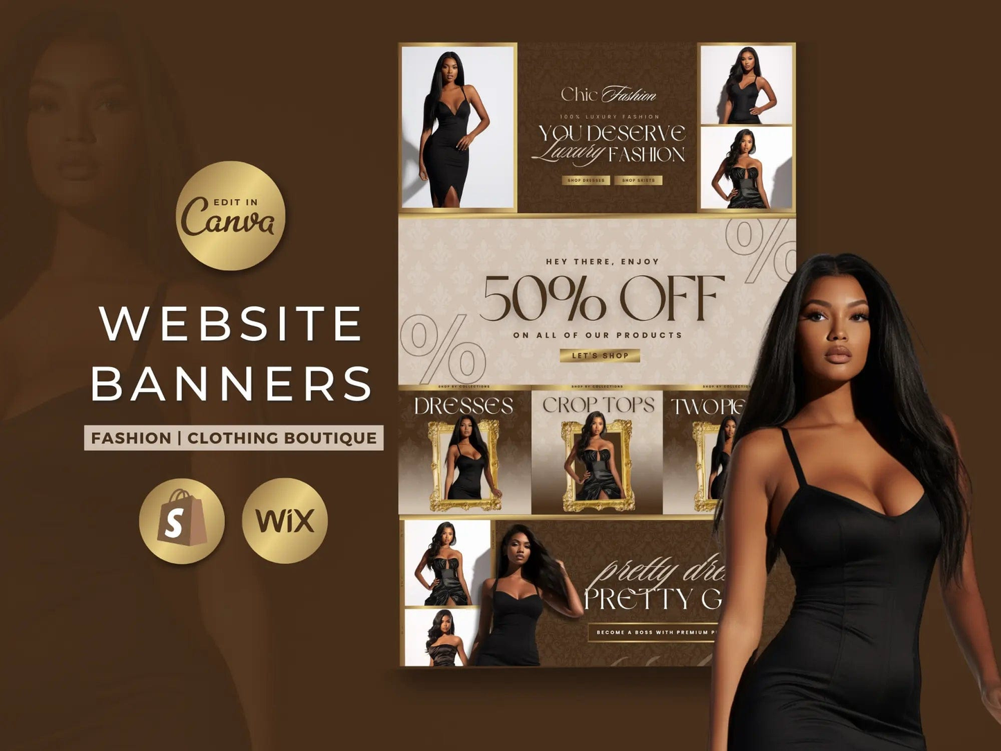 Brown Gold Fashion Website Banners