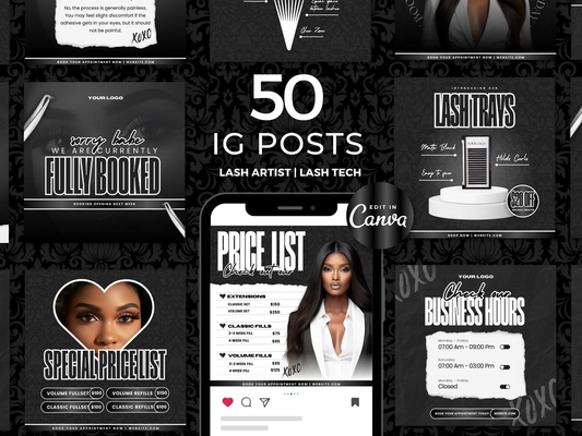 Black & White Lash Tech Instagram Kit - Shaima Studio