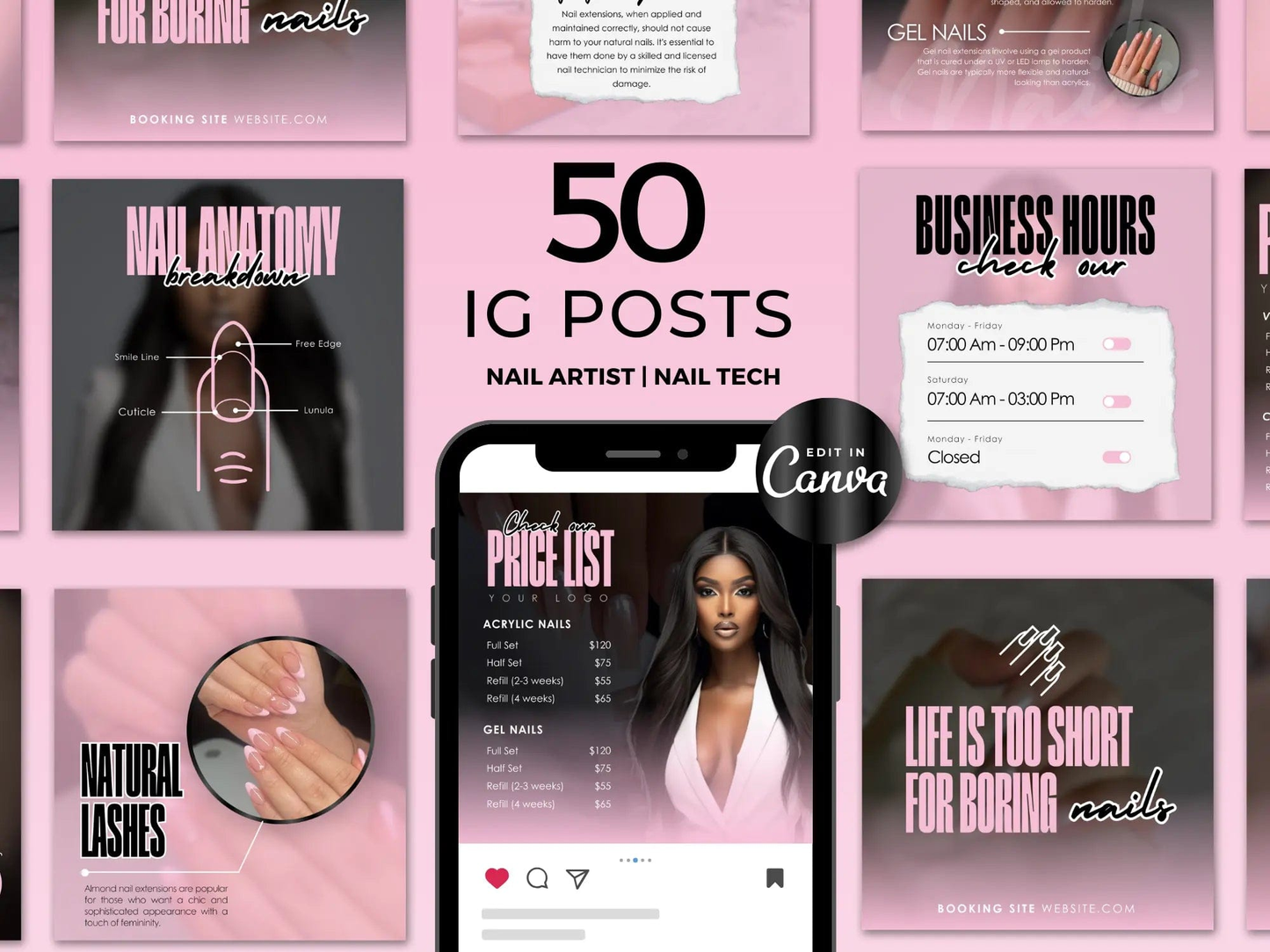 Pink & Black Nail Tech Instagram Kit - Shaima Studio