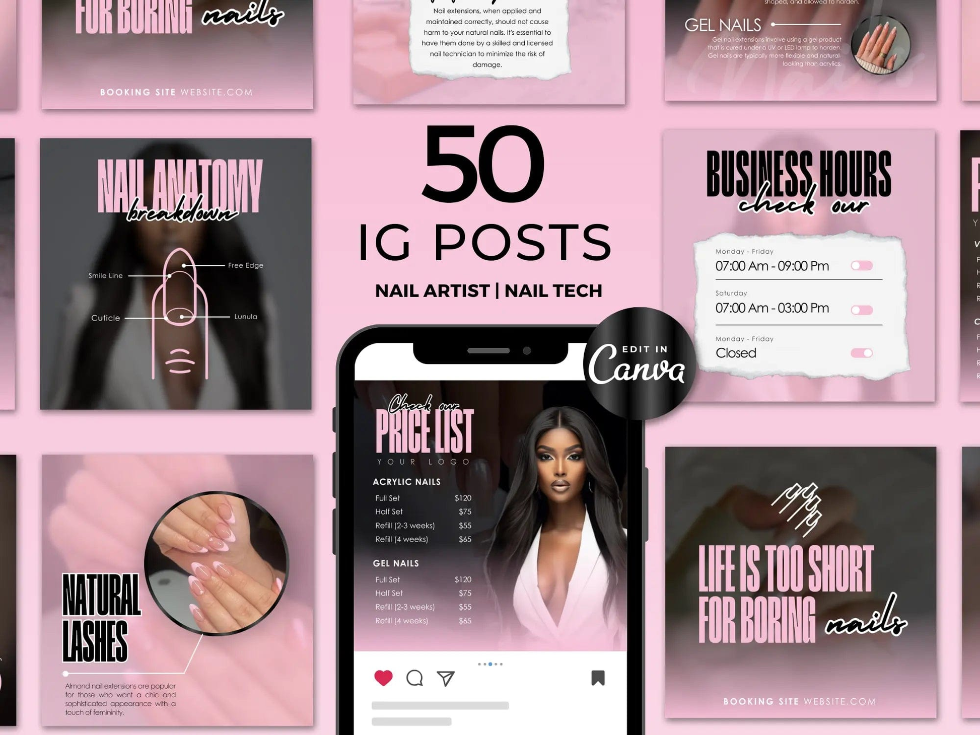 Pink & Black Nail Tech Instagram Kit - Shaima Studio