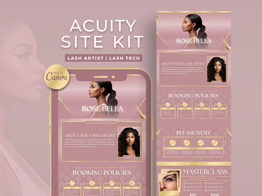 Rose Gold Lash Tech Acuity Scheduling Site - Shaima Studio