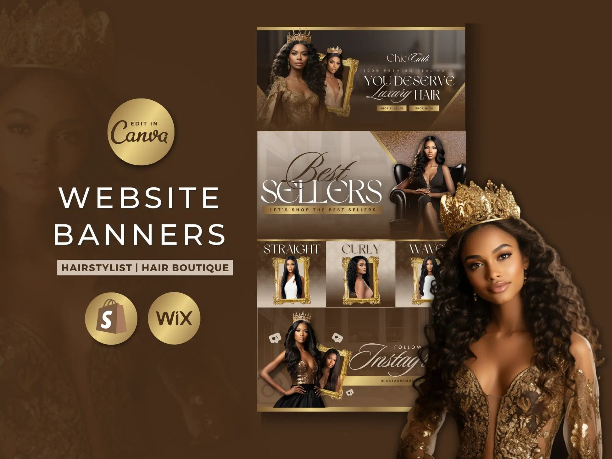 Brown & Gold Hair Website Banners