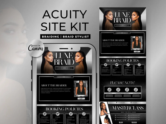 Silver & Black Braiding Acuity Scheduling Site - Shaima Studio