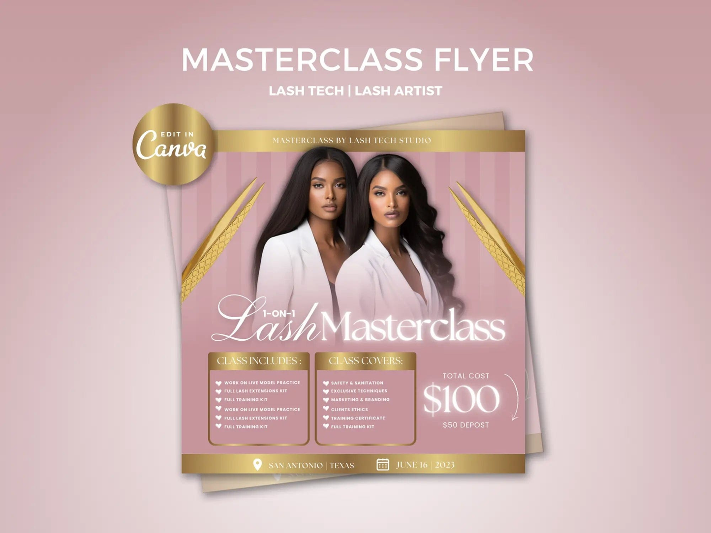 Rose Gold Lash Class Flyer - Shaima Studio