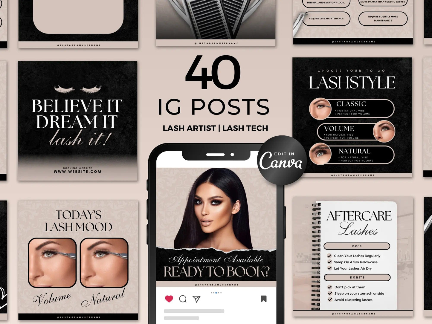 Beige & Black Lash Tech Instagram Kit - Shaima Studio