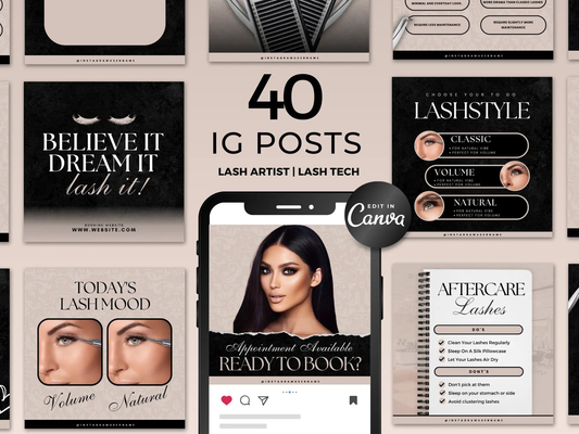 Beige & Black Lash Tech Instagram Kit - Shaima Studio