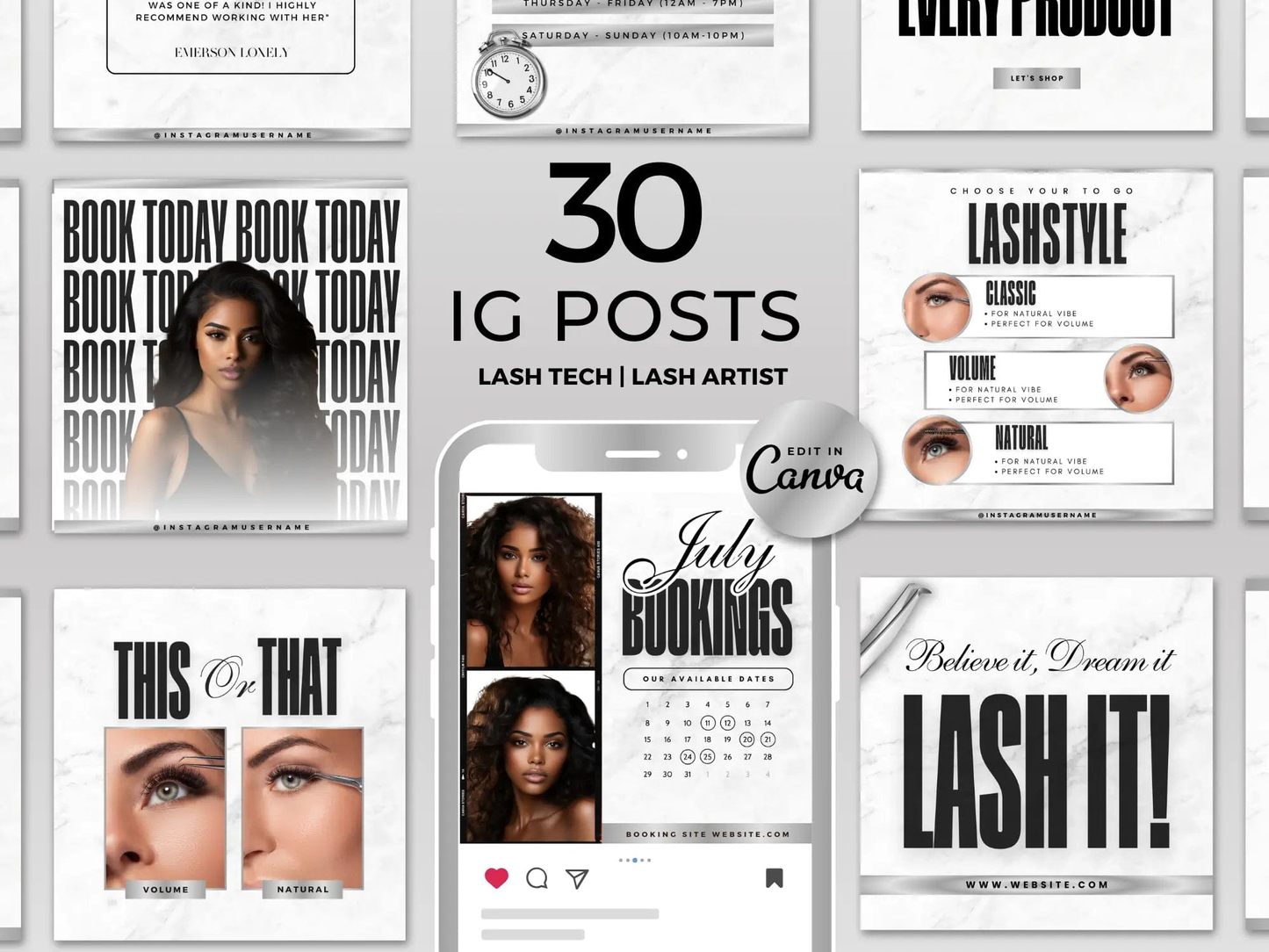 Silver & White Lash Tech Instagram Kit - Shaima Studio