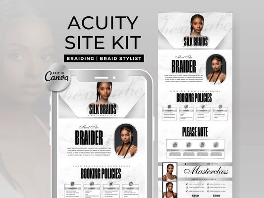 Silver & White Braiding Acuity Scheduling Site - Shaima Studio